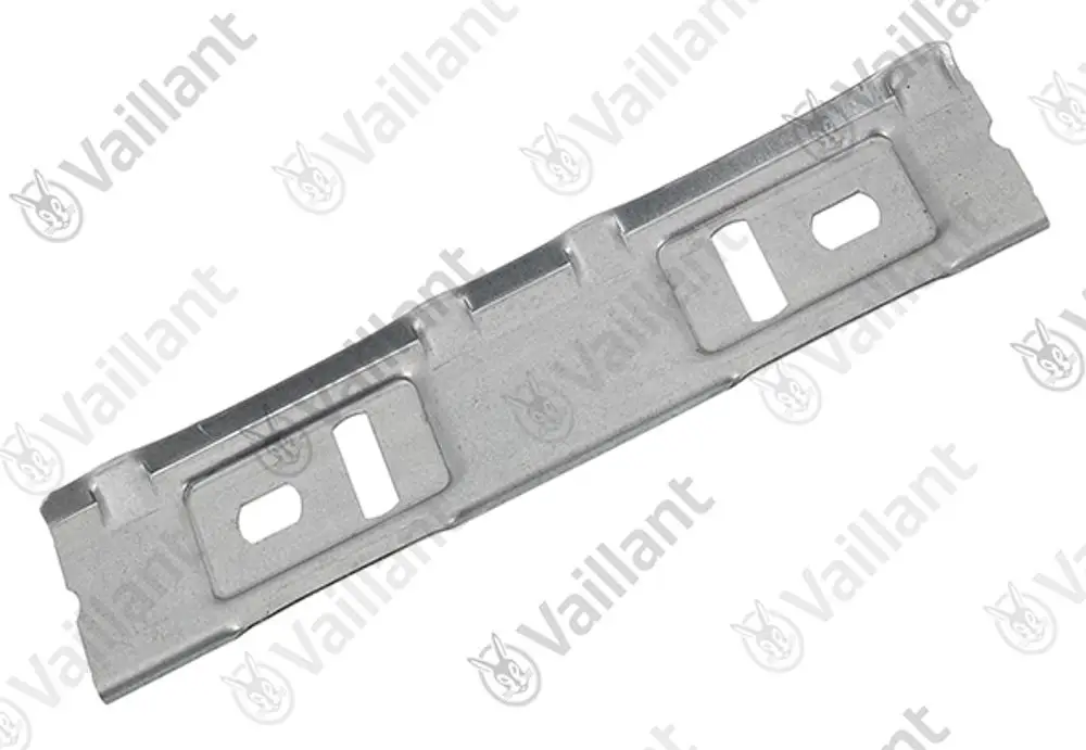 Vaillant Halter aus Metall zur Geräteaufhängung, flach gestaltet mit mehreren Öffnungen zur Befestigung, geeignet für Installationstechnik.